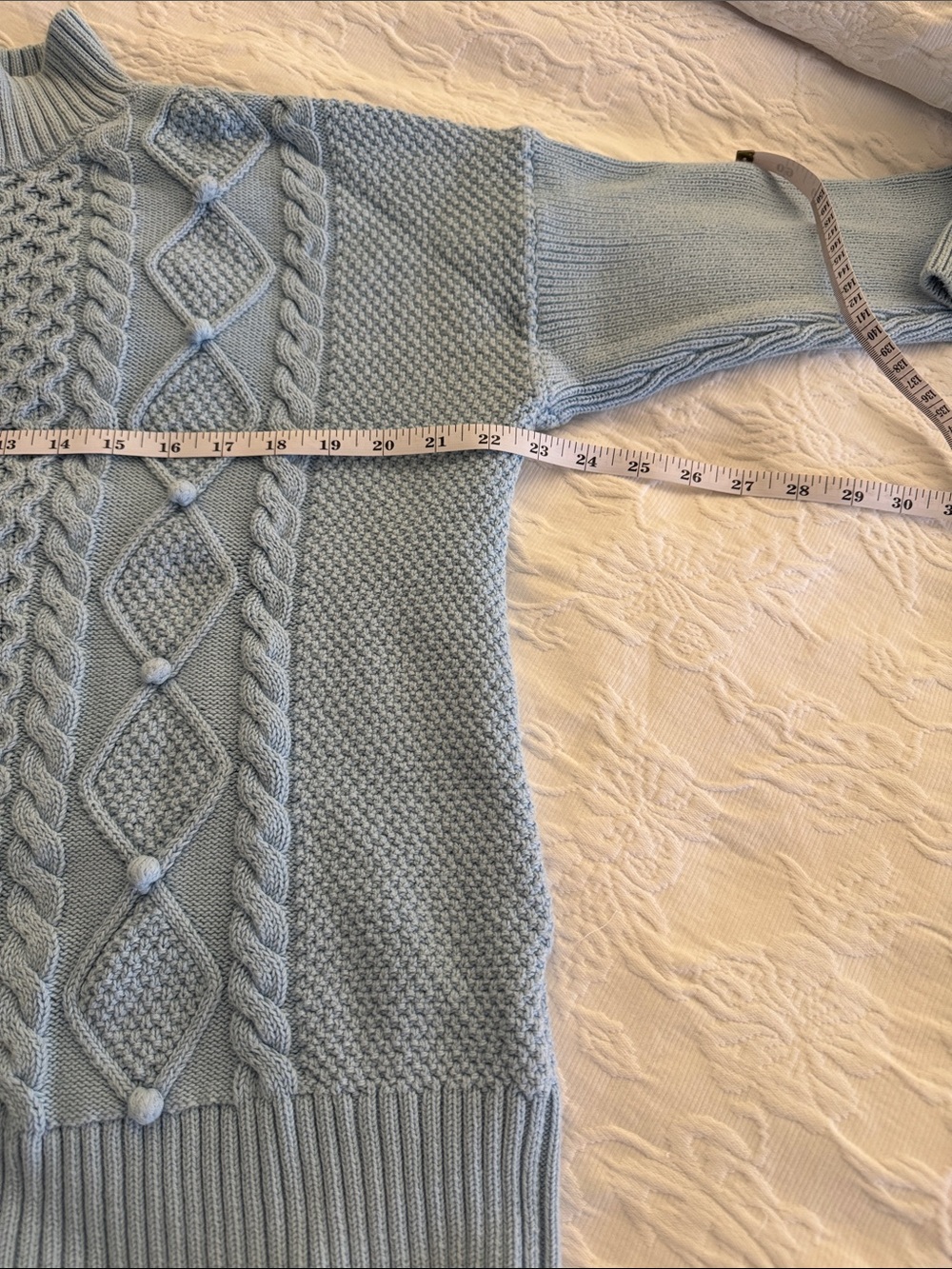 J. Crew Light Blue Cable Knit Turtleneck Sweater